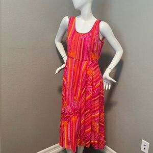 PHOOL Women”s Red Multicolor Sleeveless Scoop Neck Floral Dress Size 8P